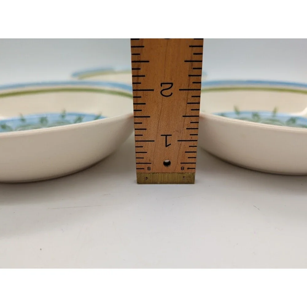 Vtg Royal Ironstone Cavalier Blue And Green Floral Cereal Bowls Set Of 4
